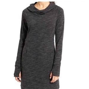 Athleta Heathered Gray Power Down Hooded Sweatshirt Dress Size S